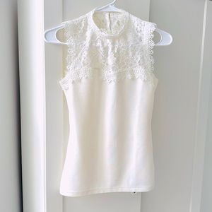 Lace Illusion Cream Top Blouse